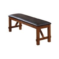Leatherette Rectangular Shaped Bench with Block Legs, Black and Brown - BM185755