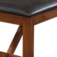 Leatherette Rectangular Shaped Bench with Block Legs, Black and Brown - BM185755