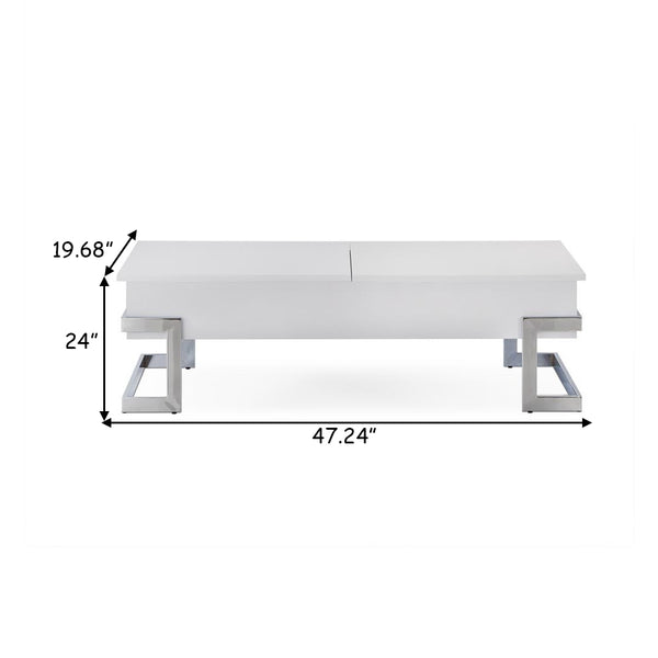 BM185788 Wooden Coffee Table With Lift Top Storage Space, White