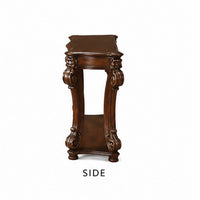 BM185792 Rectangular Sofa Table With Scrolled Leg And Bottom Shelf, Cherry Brown