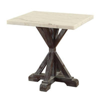 Marble Top End Table With Wooden Tri Pod Base, White And Espresso Brown - AMF-84547