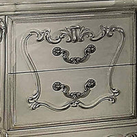 BM185874 Two Drawers Wooden Nightstand with Carved Details, Bone White