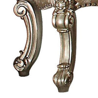 Nailhead Trim Leatherette Vanity Stool with Scrolled Legs, Champagne Gold - BM185905