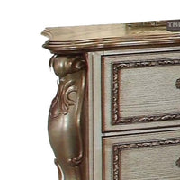 Wooden Nightstand with Two Drawers, Gold & Bone White - AMF-23163