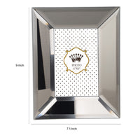 Wooden Picture Frame With Beveled Glass Borders, White and Gray