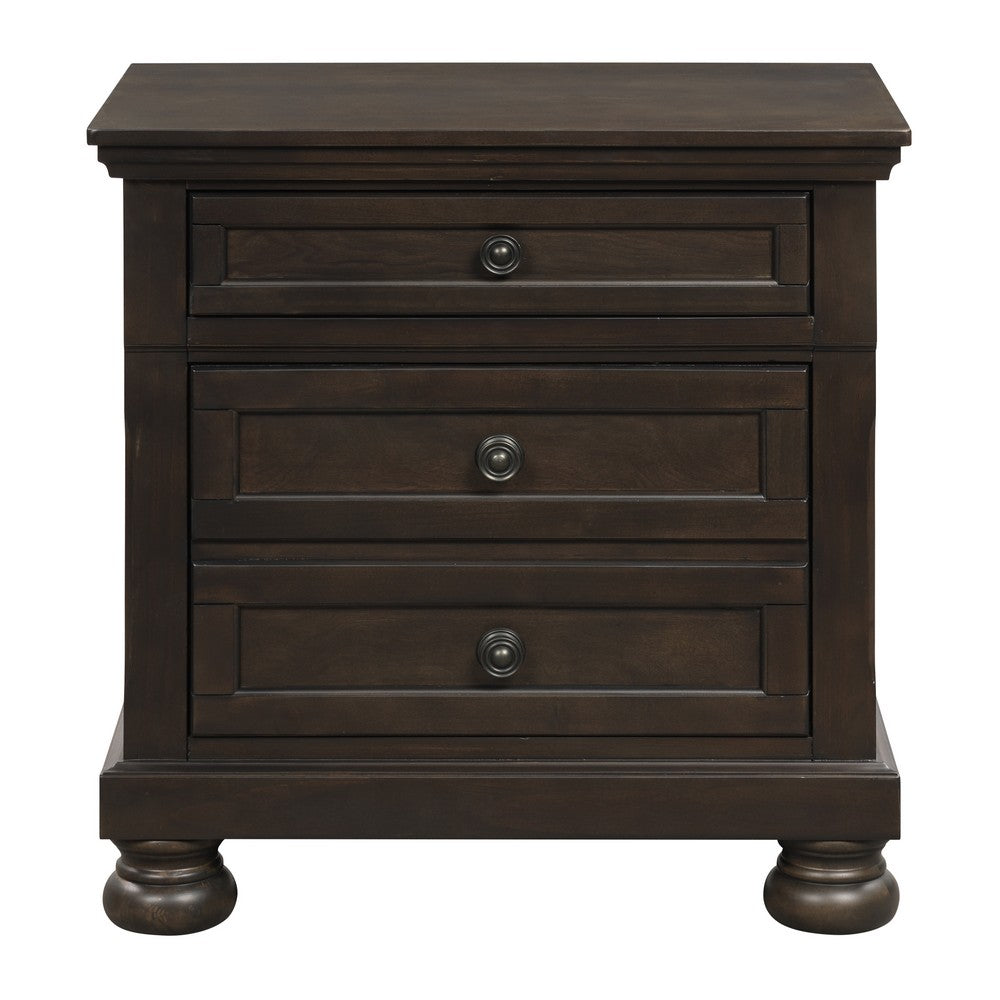 Wooden Mid Century Design Night Stand Chest With Hidden Drawer, Dark Brown - BM185981