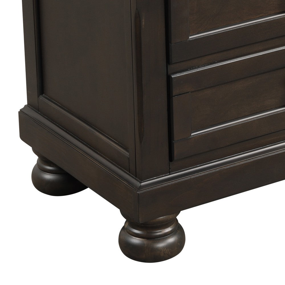 Wooden Mid Century Design Night Stand Chest With Hidden Drawer, Dark Brown - BM185981