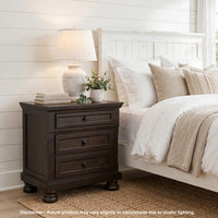 Wooden Mid Century Design Night Stand Chest With Hidden Drawer, Dark Brown - BM185981