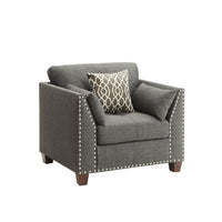34 Inch Wide Nailhead Fabric Upholstered Accent Chair, Gray - AMF-52407