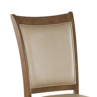 BM186183 Leatherette Upholstered Wooden Side Chair, Set of 2, Beige and Brown