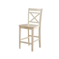 Transitional style Wooden Counter Height Chair with Cross Back, Set of 2, Cream - AMF-72547