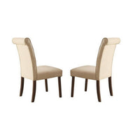 Dining Chair with Fabric Button Tufted Back, Set of 2, Beige - AMF-72822