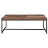 BM186264 Metal Framed Coffee Table with Wooden Top, Weathered Oak Brown and Black
