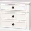 BM186304 Two Drawer Solid Wood Nightstand with Bun Feet, White