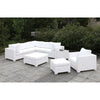 Faux Polyester and Aluminum Square Ottoman with Padded Seat Cushion, White