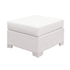 Aluminium Frame Faux Polyester Upholstered Square Ottoman, Large, White and Gray