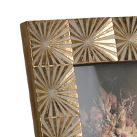 Rectangular Shaped Polyresin Photo Frame with Mirror and Pyramid Like Design , Gold