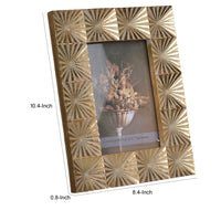 Rectangular Shaped Polyresin Photo Frame with Mirror and Pyramid Like Design , Gold