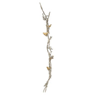 Branch Shape Aluminum Wall Decor with Four Bird Accents, Gold