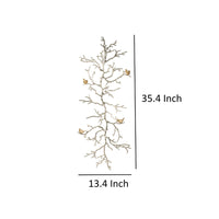 Branch Shape Aluminum Wall Decor with Four Bird Accents, Gold