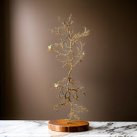 Branch Shape Aluminum Wall Decor with Four Bird Accents, Gold