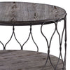 BM188342  - Industrial Style Round Metal and Solid Wood Coffee Table with Open Bottom Shelf, Gray and Brown