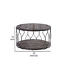 BM188342  - Industrial Style Round Metal and Solid Wood Coffee Table with Open Bottom Shelf, Gray and Brown
