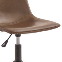 BM190090 - Metal Swivel Chair with Faux Leather Upholstery and Adjustable Seat, Brown and Black