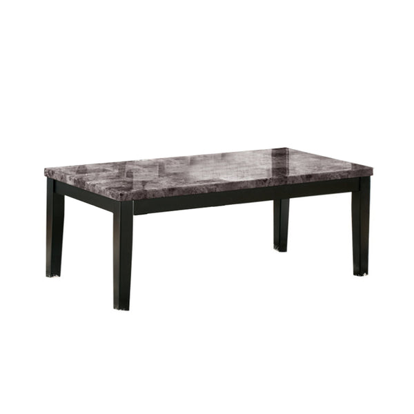 Faux Marble Top Table Set with Tapered Wooden Legs, Set of Three, Black and Gray - BM190138