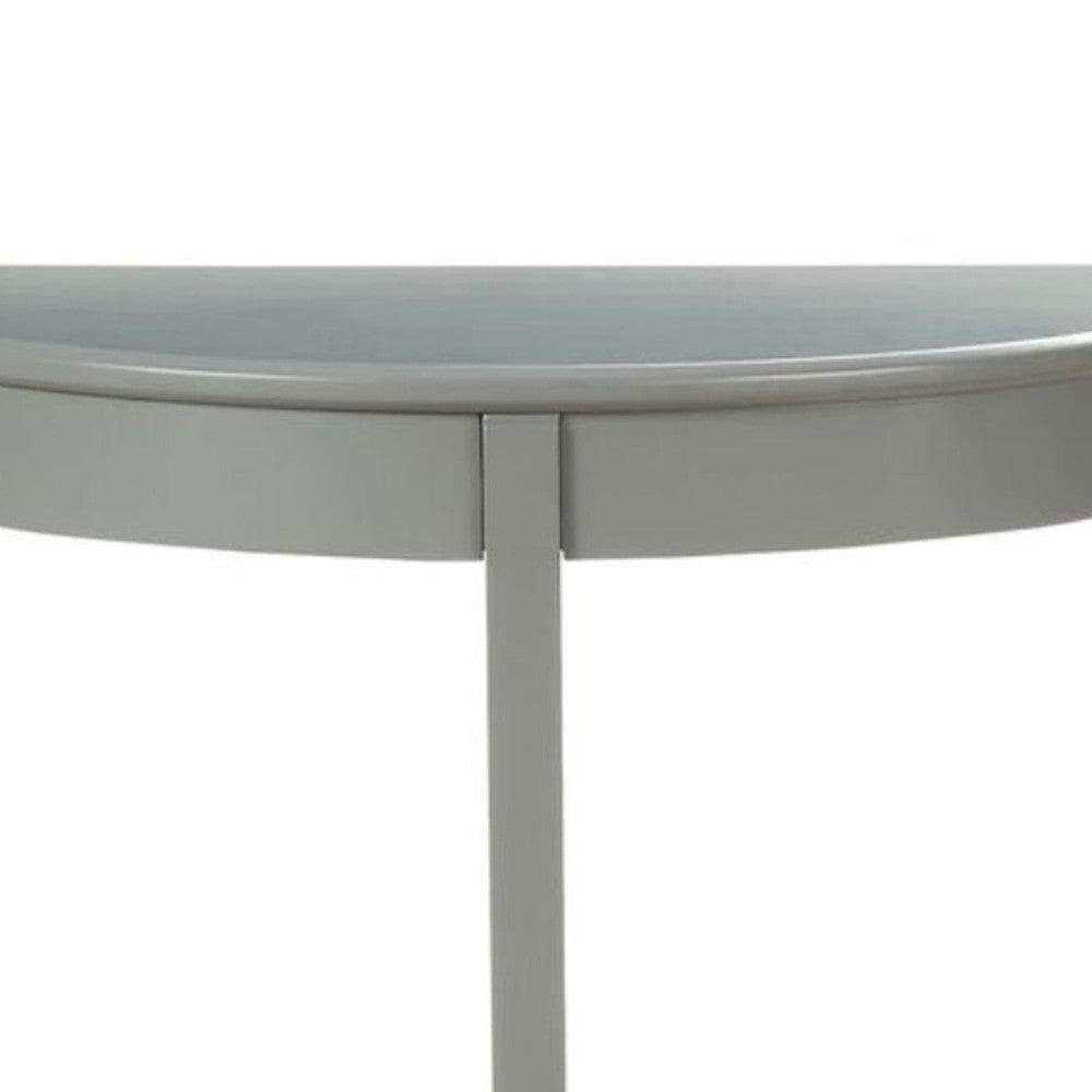 BM191265 - Wooden Half Moon Shaped Console Table with One Open Bottom Shelf, Gray