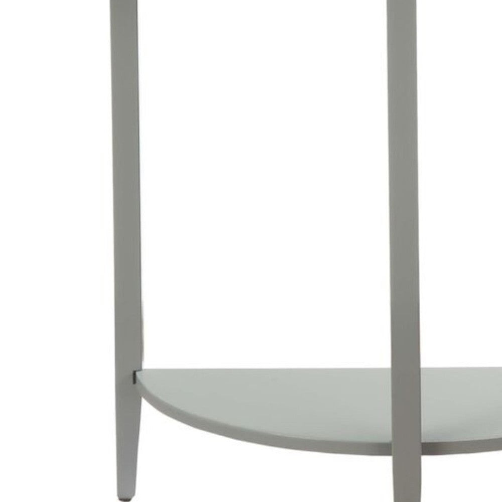 BM191265 - Wooden Half Moon Shaped Console Table with One Open Bottom Shelf, Gray