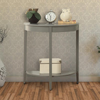 BM191265 - Wooden Half Moon Shaped Console Table with One Open Bottom Shelf, Gray