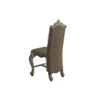 Faux Leather Upholstered Wooden Counter Height Chair with Nail head Trim, Gray and White, Set of Two - AMF-61152