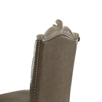 Faux Leather Upholstered Wooden Counter Height Chair with Nail head Trim, Gray and White, Set of Two - AMF-61152