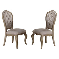 Button Tufted Upholstered Dining Side Chair, Set of 2, Beige - AMF-66052