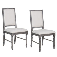 Linen Dining Side Chair with Turned Legs, Set of 2, Gray - AMF-66182
