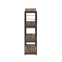 Four Tiered Metal Framed Wooden Bookshelf, Weathered Oak Brown and Black - BM191429