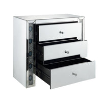 Chest with 3 Drawers and Mirrored Panels, Silver - AMF-90322
