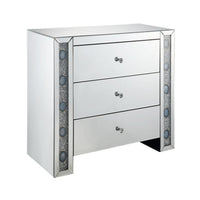 Chest with 3 Drawers and Mirrored Panels, Silver - AMF-90322