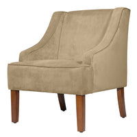 BM194004 - Fabric Upholstered Wooden Accent Chair with Swooping Arms, Brown