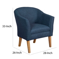 BM194027 - Fabric Upholstered Wooden Accent Chair with Curved Back, Blue and Brown