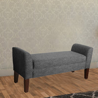 BM194083 - Fabric Upholstered Wooden Bench with Lift Top Storage and Tapered Feet, Dark Gray