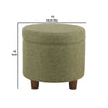 BM194125 - Fabric Upholstered Round Wooden Ottoman with Lift Off Lid Storage, Green