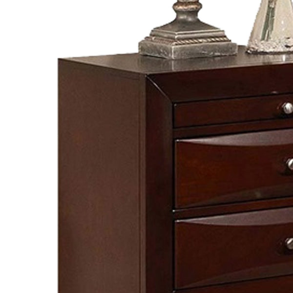 2 Drawer Wooden Nightstand with 1 Pull Out Tray, Cherry Brown - BM194244