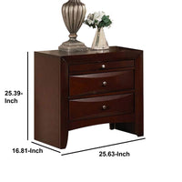2 Drawer Wooden Nightstand with 1 Pull Out Tray, Cherry Brown - BM194244