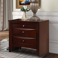 2 Drawer Wooden Nightstand with 1 Pull Out Tray, Cherry Brown - BM194244