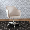 Velvet Upholstered  Swivel Office Chair with Adjustable Height and Metal Base, Beige and Silver  - BM194305