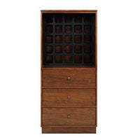 Wooden Wine Cabinet with Wine Bottle Rack and Three Drawers, Brown and Black - AMF-97542