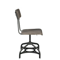 Metal Adjustable Side Chairs with Wooden Swivelling Seats and Open Backrest, Gray, Set of Two  - BM194396