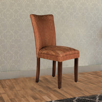 Damask Pattern Fabric Upholstered Dining Chair with Wood Legs, Multicolor - BM194877